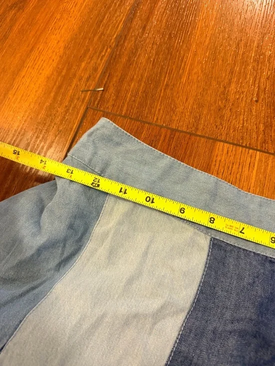 Panelled Midi Skirt in Light & Dark Blue - Picture 4 of 4